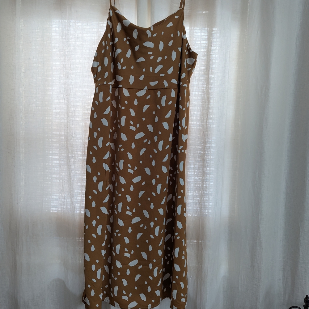 Old Navy Brown and White Patterned Midi Dress